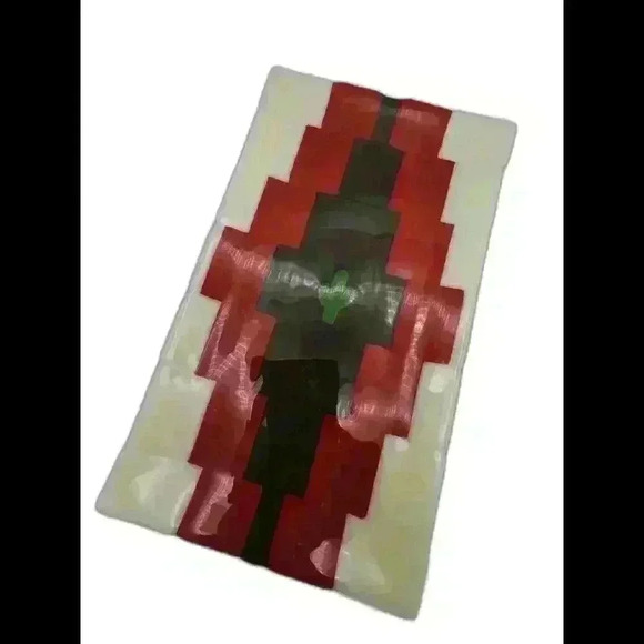 Glass decorative saguaro plate cream and red and brown with saguaro - Picture 1 of 3